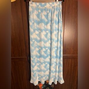 RARE DRESSED IN LALA Cloud Print Plisse midi Skirt -Small